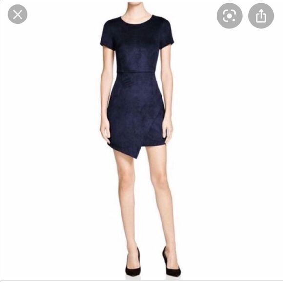 Aqua Faux suede Navy Blue Dress Size M - Picture 1 of 5